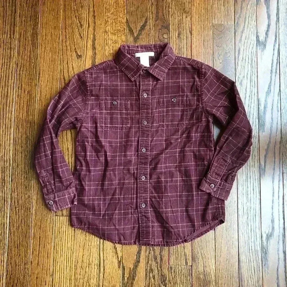 Janie and Jack Boys 5 100% Cotton Maroon Corduroy Button-Down Shirt - EUC! - Picture 1 of 8